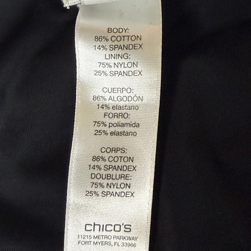 Chicos Zenergy Pants 2 Womens 12 Black White Print Slimming Panel Pull On Light - Picture 7 of 13